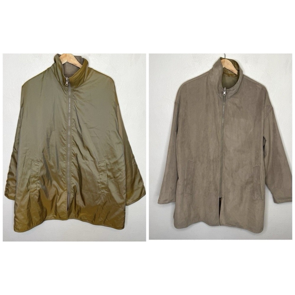 Mycra Pac Life Reversible Rain Coat Women's Medium Large Gold Tan Faux Suede‎